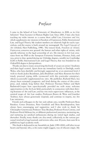 Freedom Of Artistic Expression Essays On Culture And Legal Censure Paul Kearns