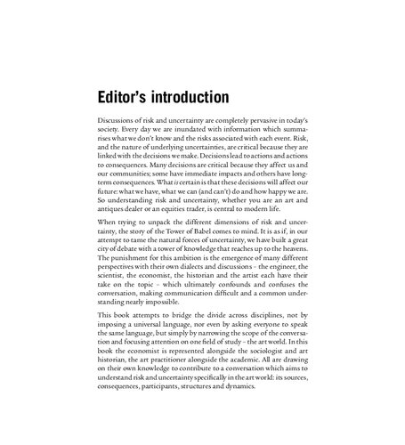 Risk And Uncertainty In The Art World Anna M Dempster