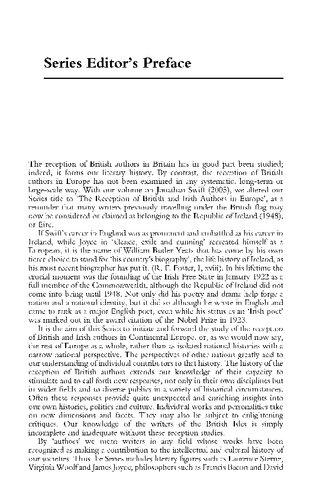 The Reception Of W B Yeats In Europe Neu K P S Jochum