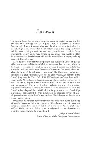 Social Welfare And Eu Law Eleanor Spaventa Michael Dougan Editors