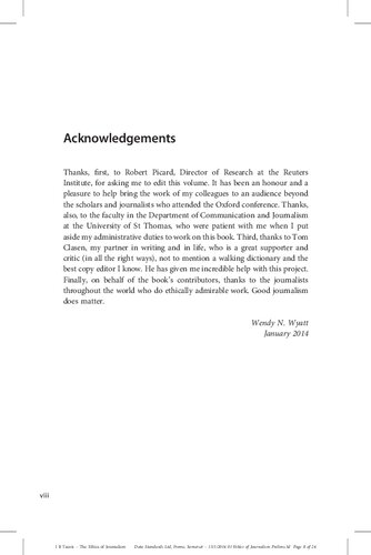 The Ethics Of Journalism Individual Institutional And Cultural Influences Wendy N Wyatt Editor
