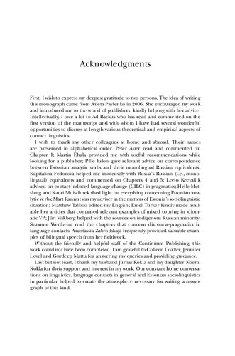 Emerging Bilingual Speech From Monolingualism To Codecopying Anna Verschik