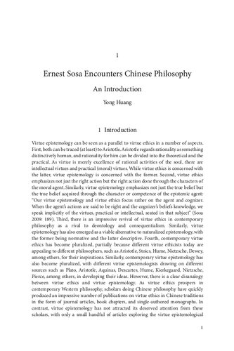Ernest Sosa Encountering Chinese Philosophy Yong Huang