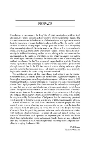 The Iraq War And International Law Phil Shiner Andrew Williams Editors