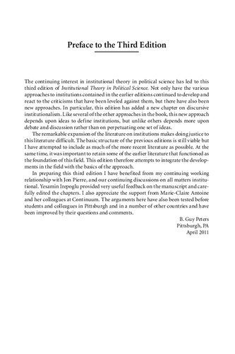 Institutional Theory In Political Science The New Institutionalism B Guy Peters Editor