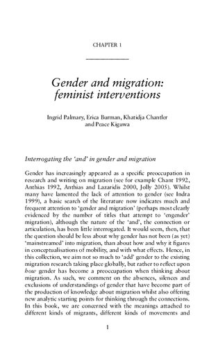 Gender And Migration Feminist Interventions Erica Burman Khatidja Chantler Peace Kiguwa Editors