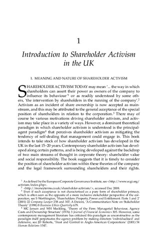 The Foundations And Anatomy Of Shareholder Activism Iris Hy Chiu