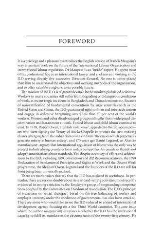 The Future Of The International Labour Organization In The Global Economy Francis Maupain