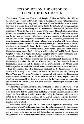 Documents Of The African Commission On Human And Peoples Rights African Commission On Human And Peoples Rights