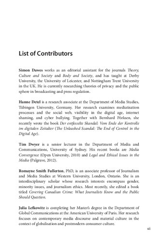 Media And Public Shaming Drawing The Boundaries Of Disclosure Julian Petley Editor