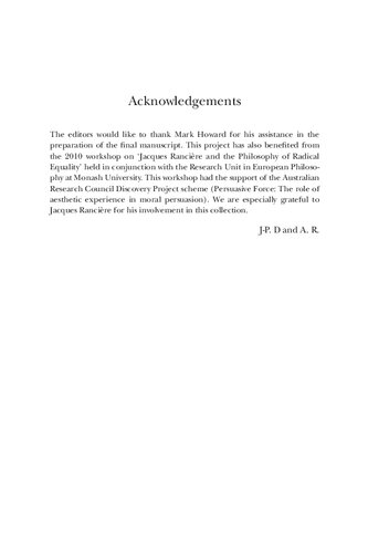 Jacques Ranciere And The Contemporary Scene The Philosophy Of Radical Equality Jeanphilippe Deranty And Alison Ross Editors