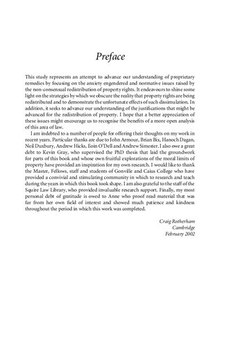 Proprietary Remedies In Context A Study In The Judicial Redistribution Of Property Rights Craig Rotherham