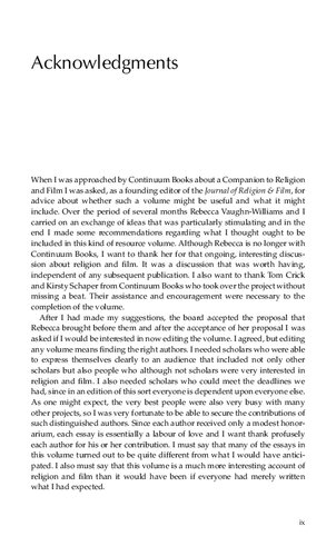 The Continuum Companion To Religion And Film William L Blizek Editor