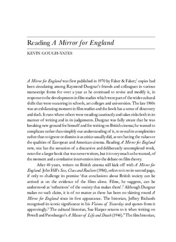 A Mirror For England British Movies From Austerity To Affluence Raymond Durgnat