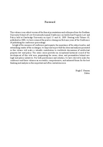 Intellectual Property Law And Policy Hugh C Hansen
