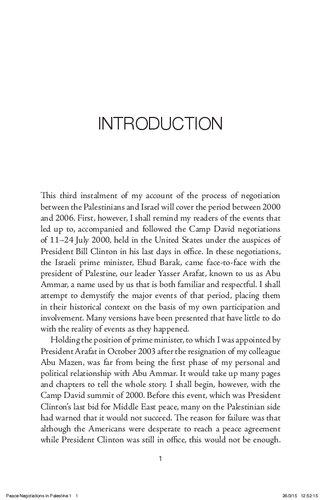 Peace Negotiations In Palestine From The Second Intifada To The Roadmap Ahmed Qurie