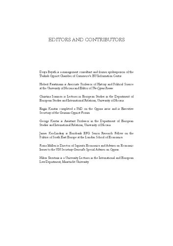 An Island In Europe The Eu And The Transformation Of Cyprus James Kerlindsay Fiona Mullen Hubert Faustmann Editors