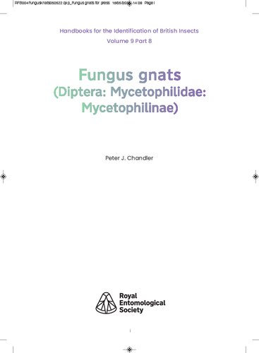 Handbooks For The Identification Of British Insects Volume 9 Part 8 Fungus Gnats Diptera Mycetophilidae Mycetophilinae 1st Edition Peter John Chandler