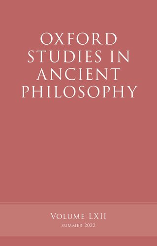 Oxford Studies In Ancient Philosophy Volume 62 Victor Caston Editor