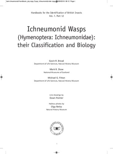 Ichneumonid Wasps Hymenoptera Ichneumonidae Their Classification And Biology First Gavin R Broad