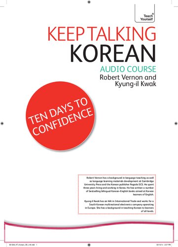 Keep Talking Korean Ten Days To Confidence Advanced Beginner Bilingual Robert Vernon