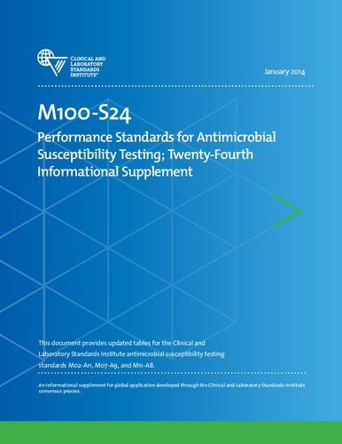 Performance Standards For Antimicrobial Susceptibility Testing Twentyforth Informational Supplement Jean B Patel Clinical And Laboratory Standards Institute