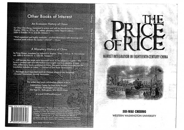 The Price Of Ricemarket Integration In Eighteenthcentury China Suiwai Cheung