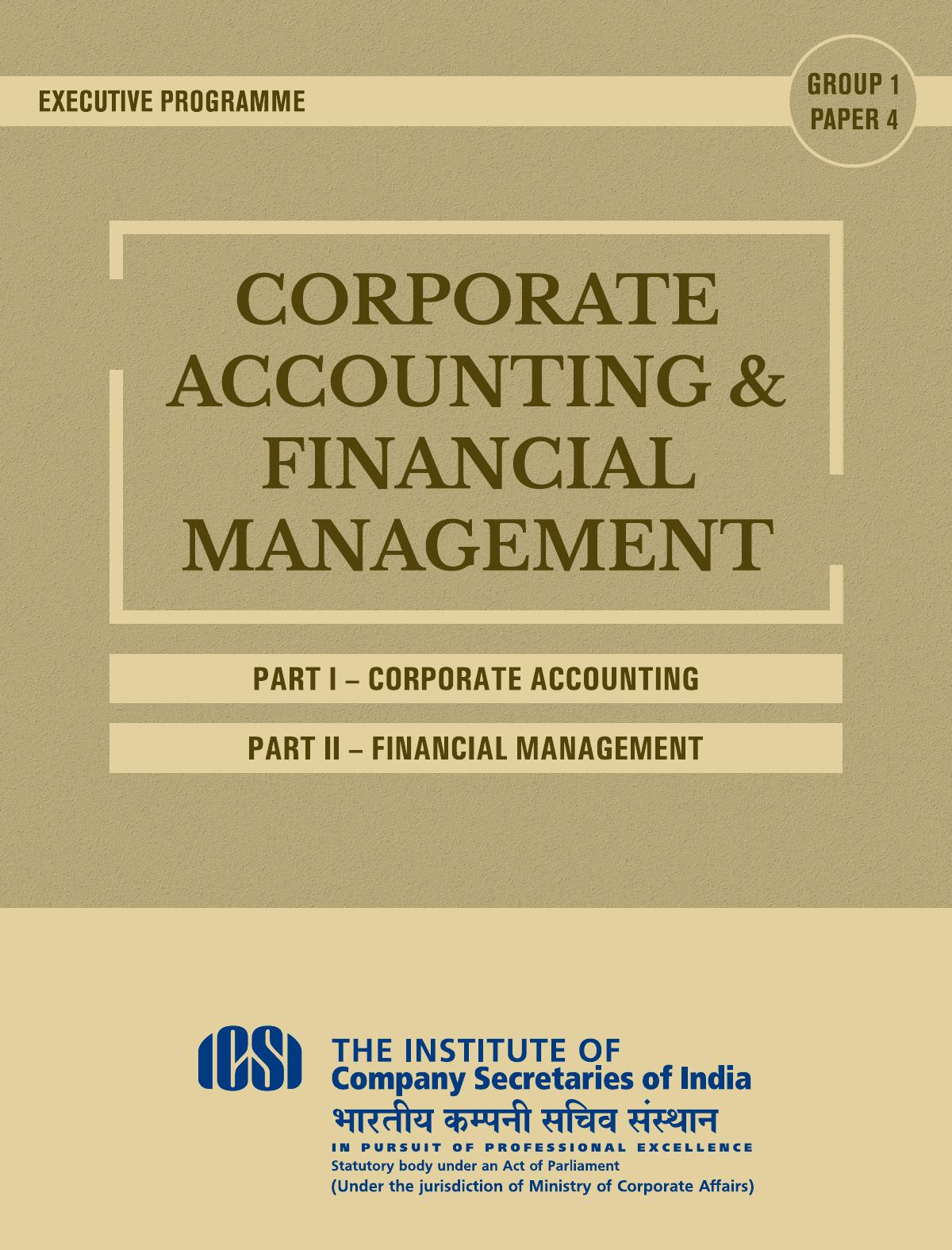 Corporate Accounting And Financial Management Icsi