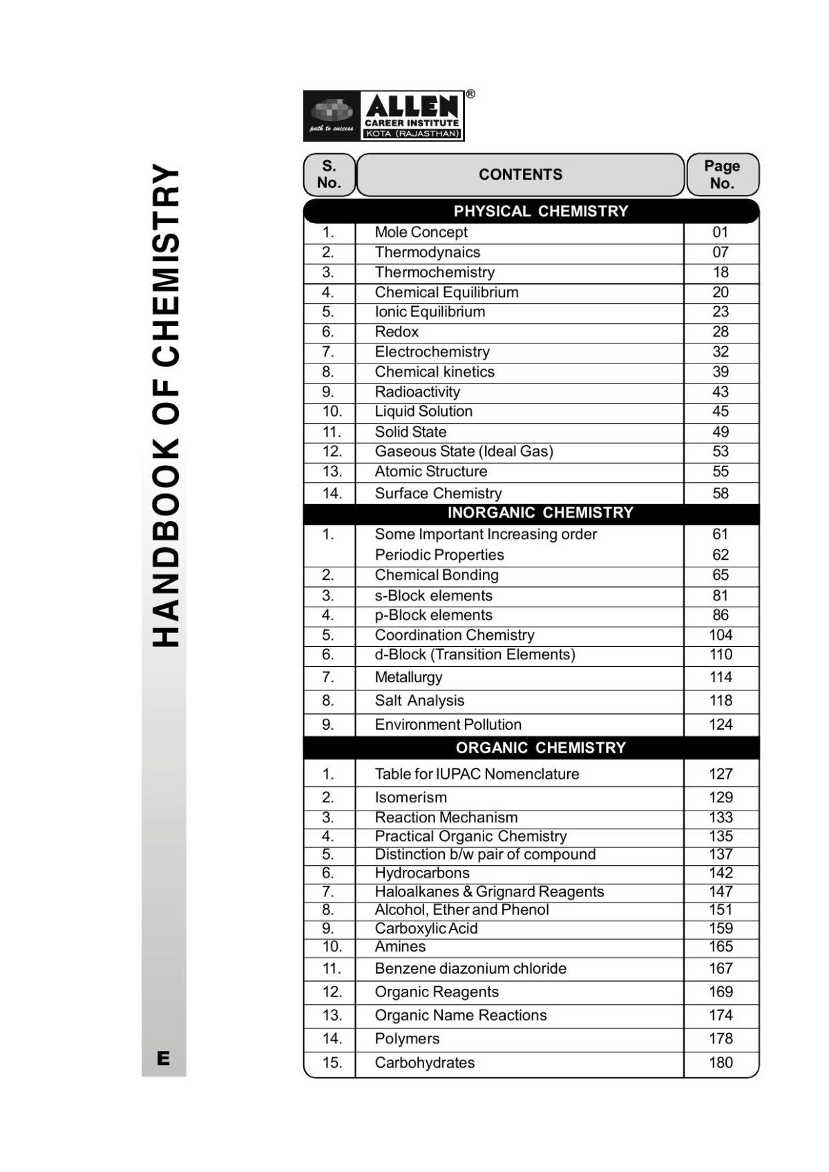 Allen Handbook Of Chemistry For Jee Allen Kota