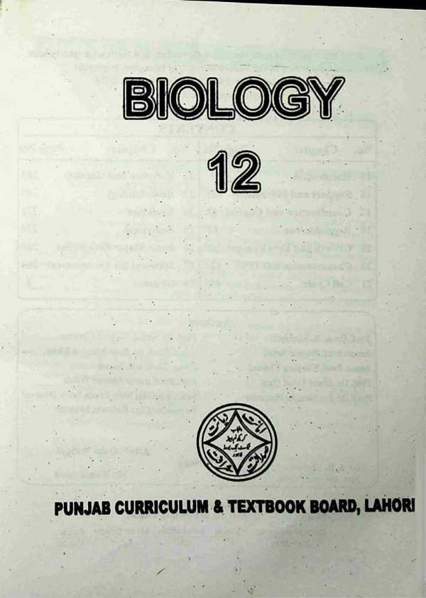 Biology 12th Class 1st Punjab Curriculum And Textbook Board Pctb