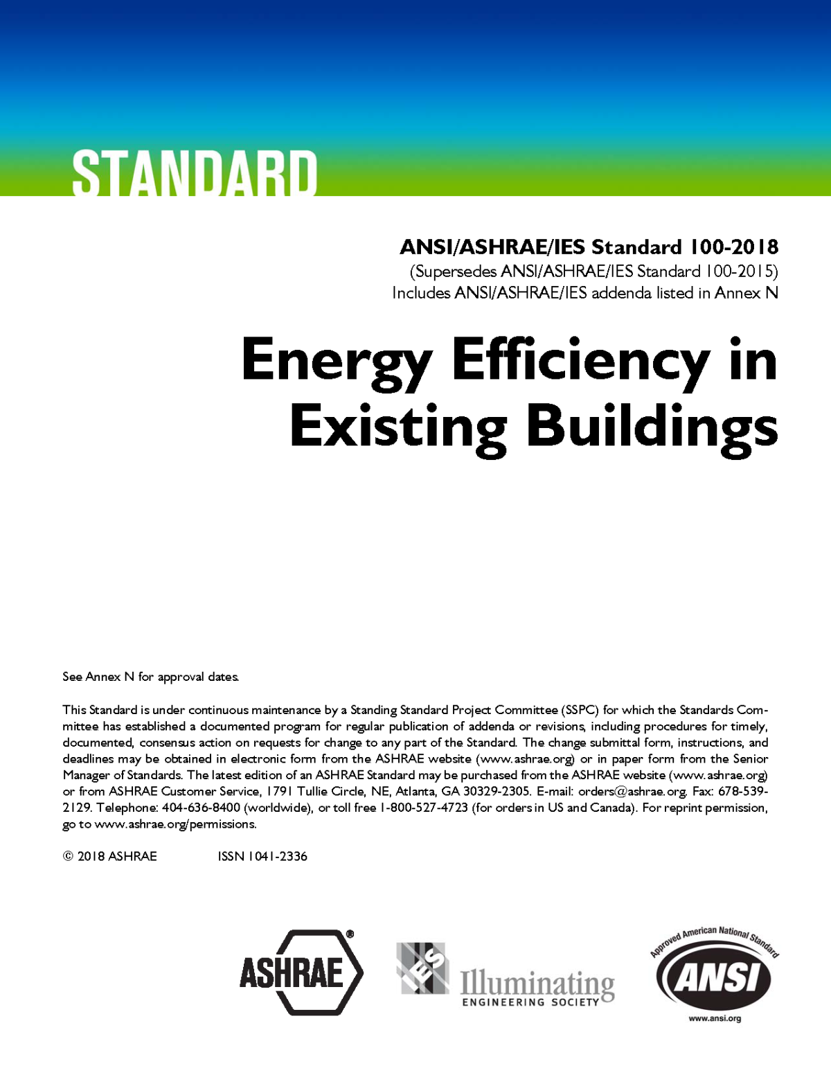 Ansiashraeies Standard 1002018 Energy Efficiency In Existing Buildings Ashrae