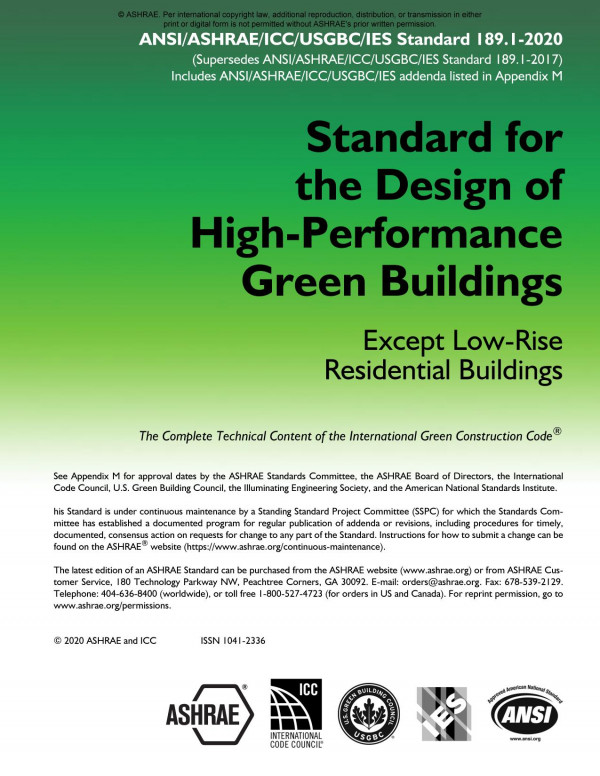 Ansiashraeiccusgbcies Standard 18912020 Standard For The Design Of Highperformance Green Buildings Ashrae