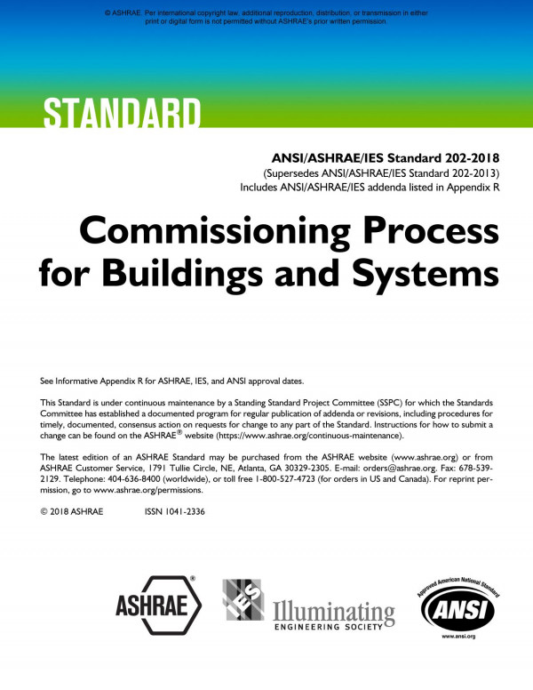 Ansiashraeies Standard 2022018 Commissioning Process For Buildings And Systems Ashrae