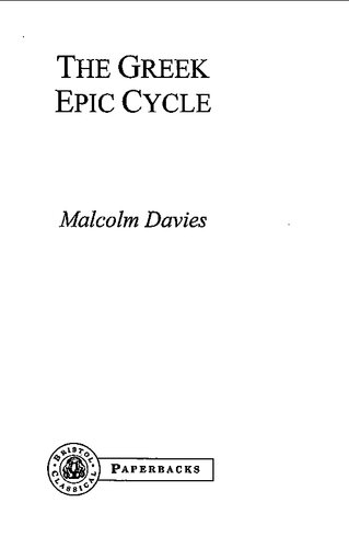 The Greek Epic Cycle Davies Malcolm