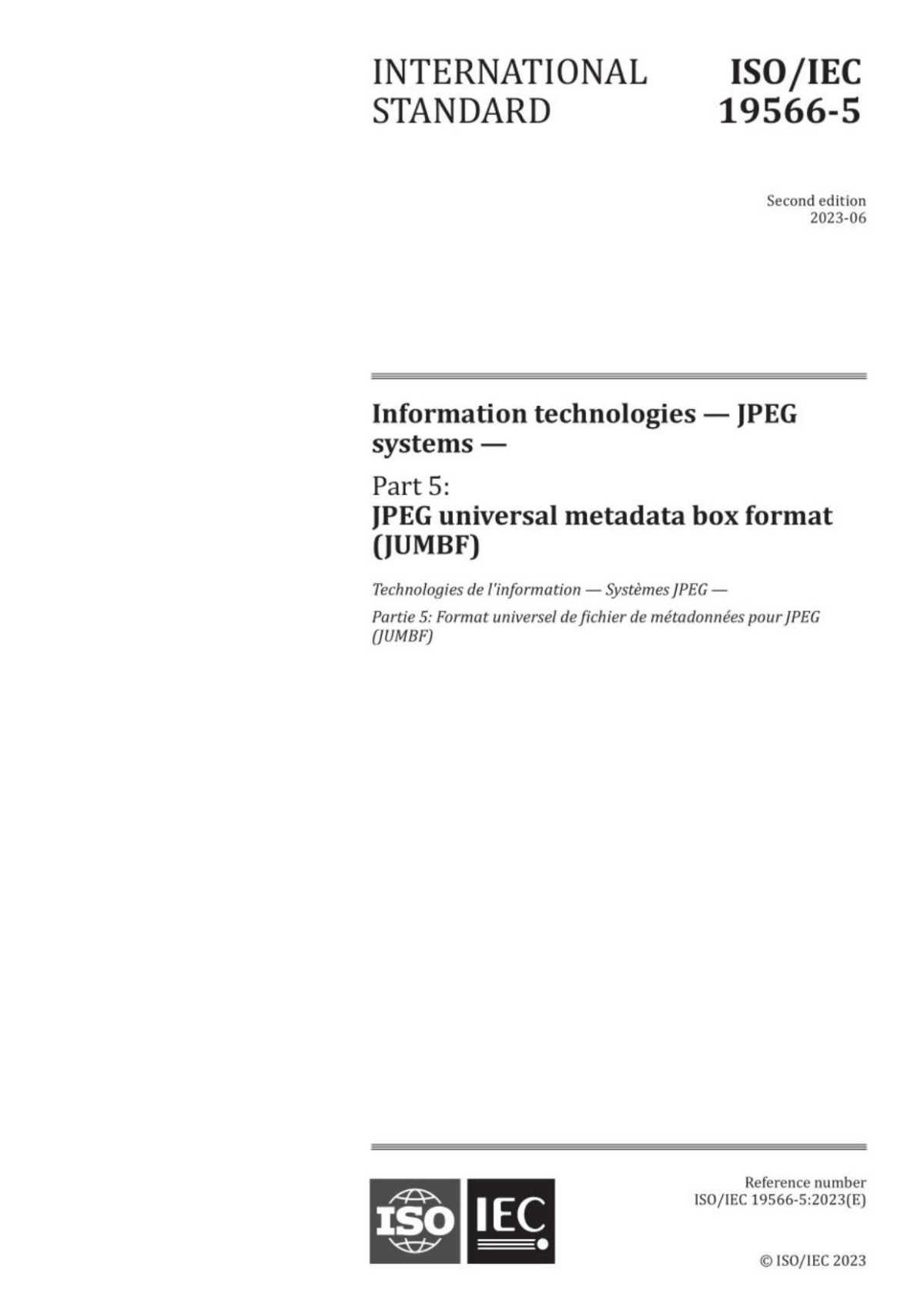 Isoiec 1956652023 Information Technology Jpeg Systems Jpeg Universal Metadata Box Format Jumbf Iec