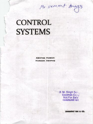 Control Systems 1st Edition Ashfaq Husain Haroon Ashfaq