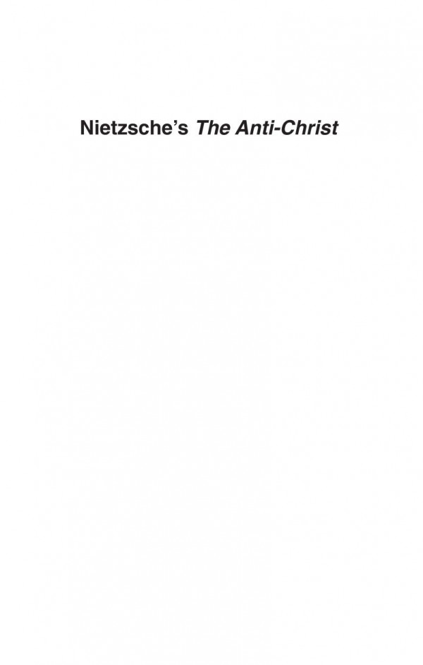 Nietzsches The Antichrist Paul Bishop