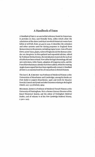 Handbook Of Dates For Students Of British History New Edition C R Cheney