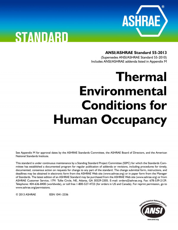 Ansiashrae Standard 552013 Thermal Environmental Conditions For Human Occupancy Ashrae