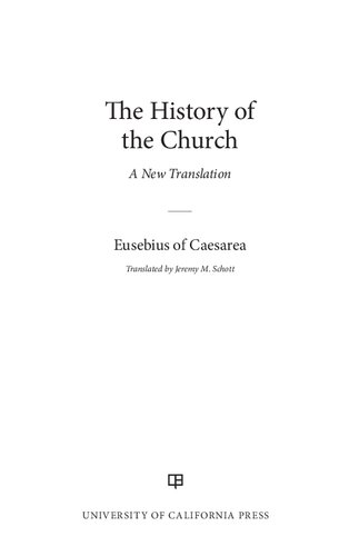 The History Of The Church A New Translation Eusebius