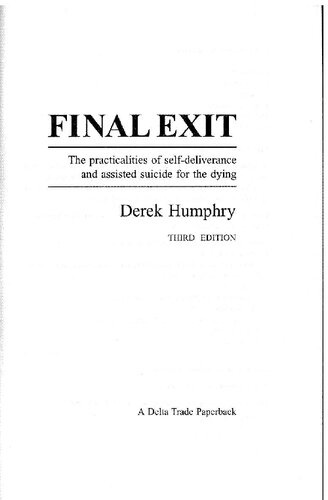 Final Exit Third Edition 3rd Edition Derek Humphry