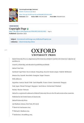 Governing Knowledge Commons Brett M Frischmann Editor Michael J Madison Editor