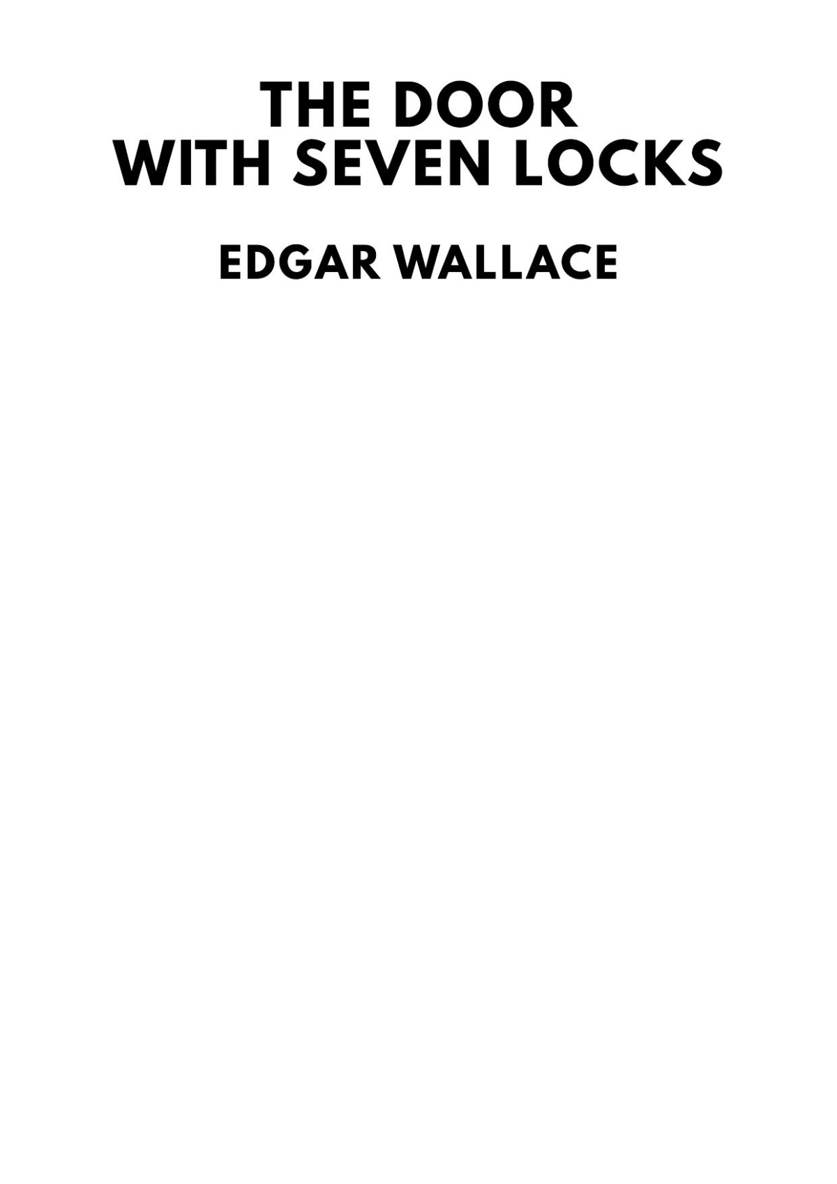 The Door With Seven Locks Edgar Wallace