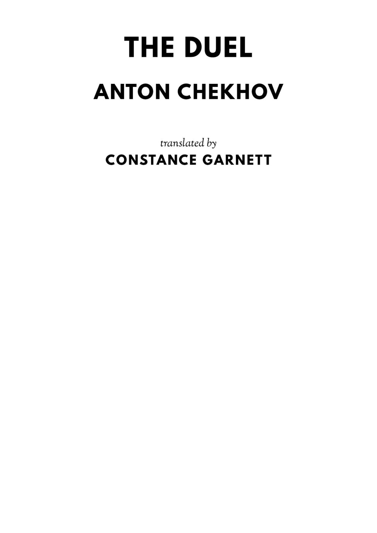 The Duel Anton Chekhov