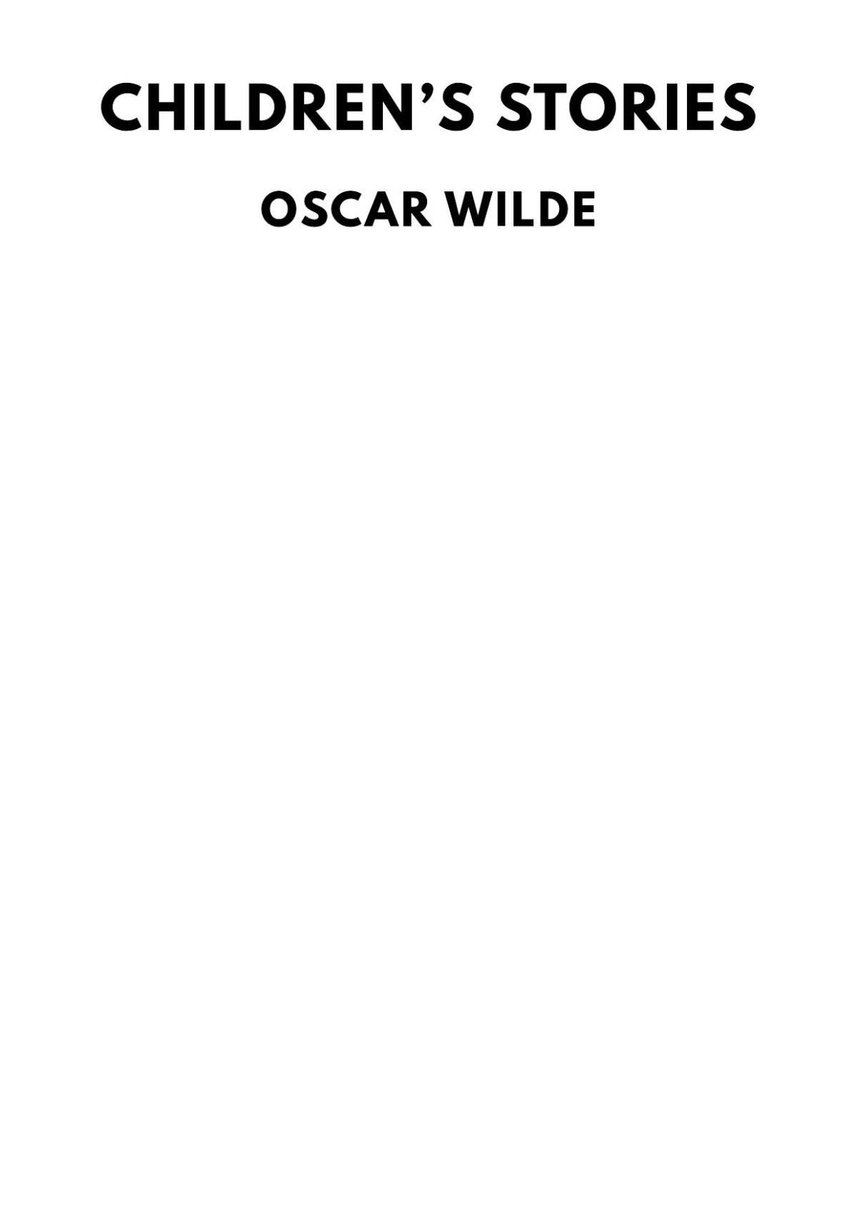 Childrens Stories Oscar Wilde