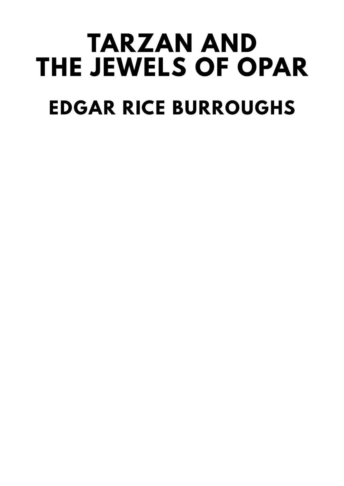 Tarzan And The Jewels Of Opar Edgar Rice Burroughs