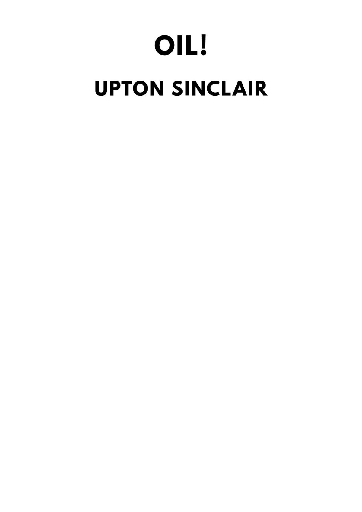 Oil Upton Sinclair