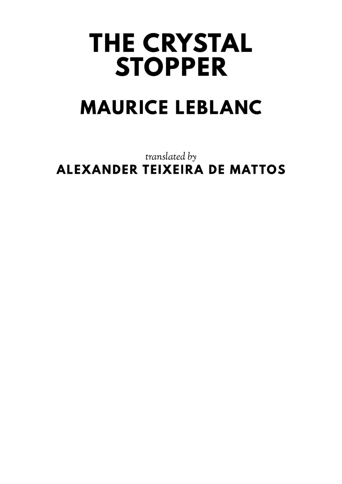 The Crystal Stopper Maurice Leblanc