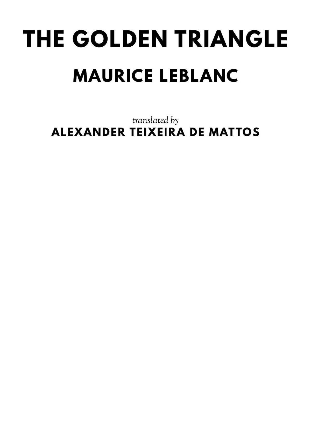 The Golden Triangle Maurice Leblanc