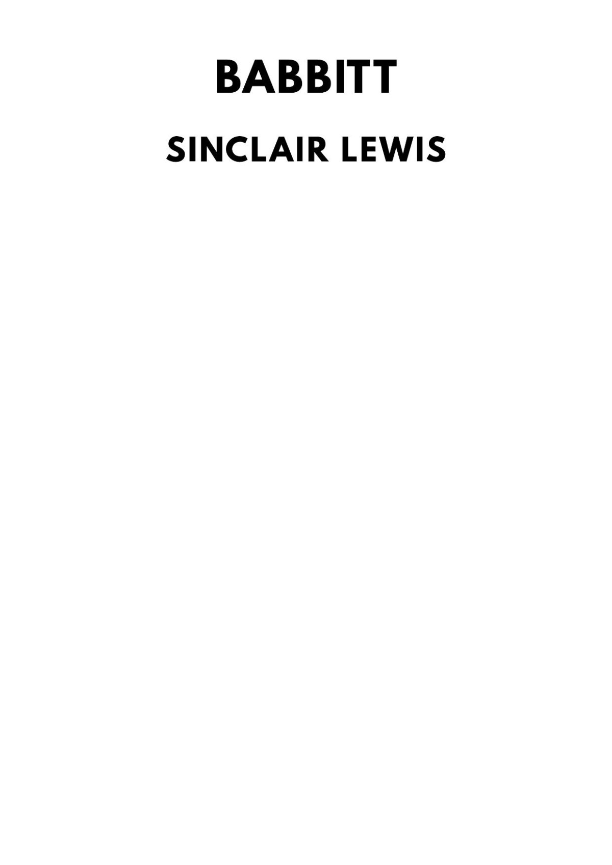 Babbitt Sinclair Lewis